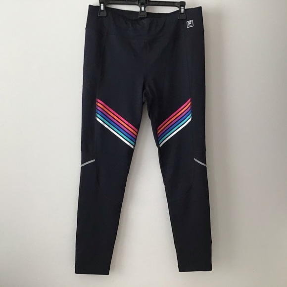 Fila Pants - Pants Large Black Multicolor Stripes